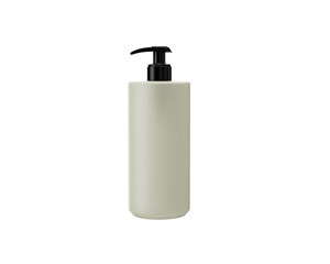 Elegant white hand soap bottle with black pump on black background, hygiene3d illustration