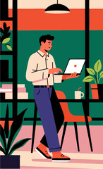 vector female character wearing work uniform