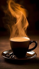 Fototapeta premium cup of coffee with smoke
