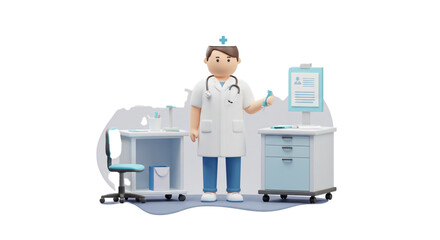 A professional healthcare provider in a clean clinic environment holds a diagnostic tool, symbolizing modern medical care and patient well-being.
