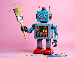 Retro robot painting