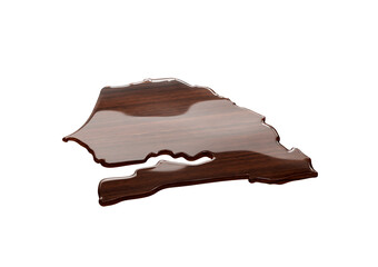 Senegal Map Made Of Transparent Liquid Water On Wooden Floor Save Water Concept 3D Illustration