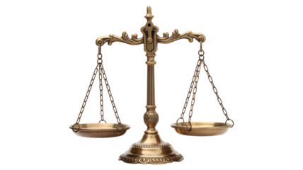 Elegant antique brass scales of justice symbolize fairness and equilibrium for legal or business concepts.