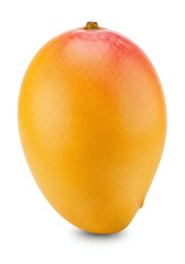 Fresh Ripe Mango Fruit with Vibrant Orange Yellow Skin on White Background