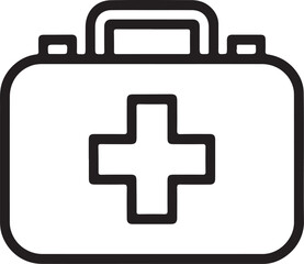 Obraz premium Simple outline icon of a medical first aid kit with a red cross symbol