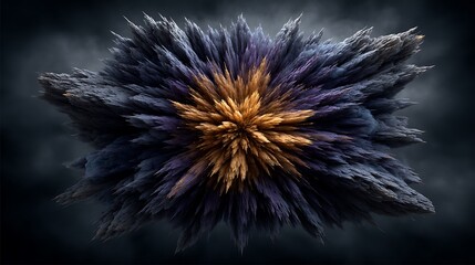 Radial burst of frosted shards with iridescent glimmers