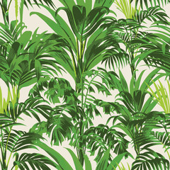 Green valley in illustration form: various tropical leaves with various textures and refreshing green colors, very suitable for a fresh, natural, and energetic vibe.