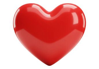 透明な背景を持つ赤い光沢のあるハートの３Dレンダリングバレンタインデーの装飾要素