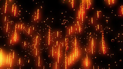 Abstract gold particle rain on black background. Glowing digital particles fall vertically, ideal for overlays, intros, or luxurious concepts. Seamless loop