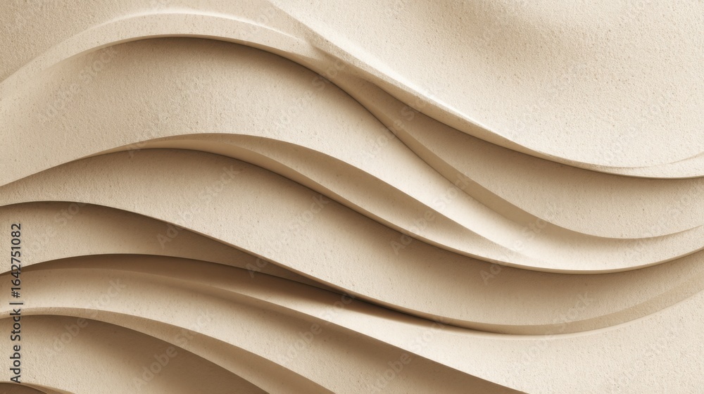Aufkleber smooth, beige wall features flowing wave patterns that create a dynamic texture. this design adds a 