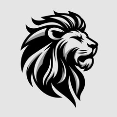 Stylized black and white lion head logo profile with flowing mane representing pride leadership and strength