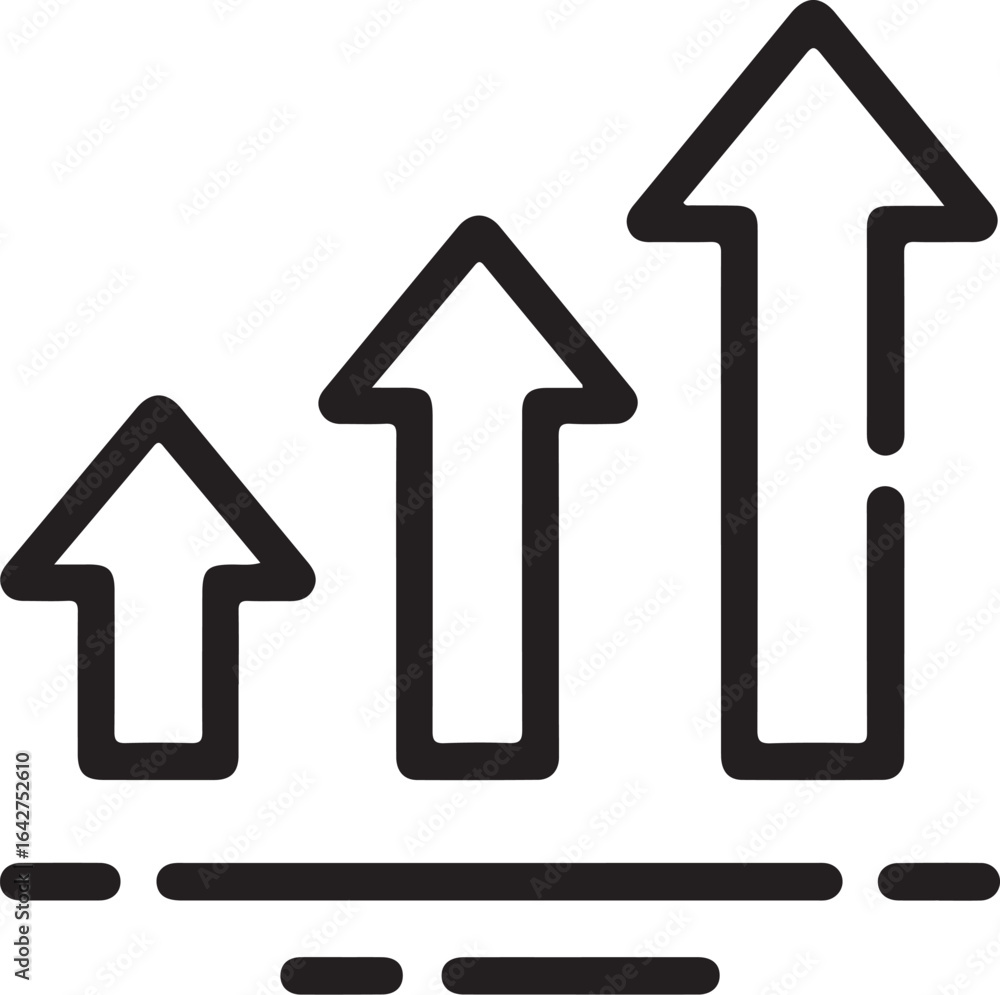 Poster three upward pointing arrows indicating growth and progress on a simple line graph