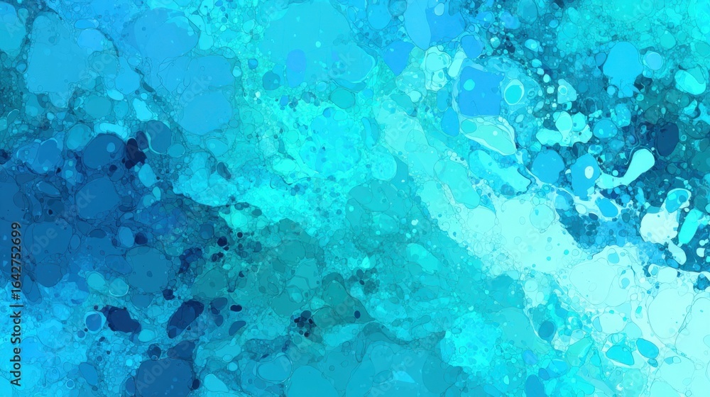 Poster a beautiful abstract artwork showcases a range of blue and turquoise tones blended together. the flu