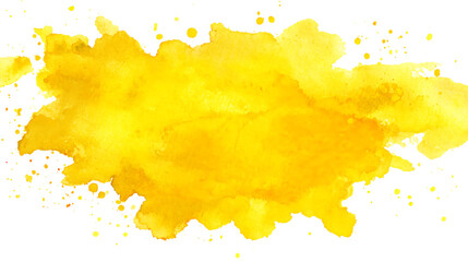 Fototapeta premium Yellow watercolor paint blotch on white background. 