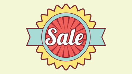 Sale badge with red and yellow starburst ribbon vintage