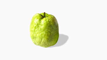 One Guava on white background included Reflection. 
