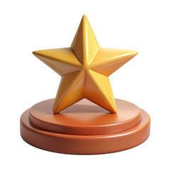 3D Star Sitting on Top of Large Festive Ornament Base for Elegant Classic Design Isolated on Transparent Background