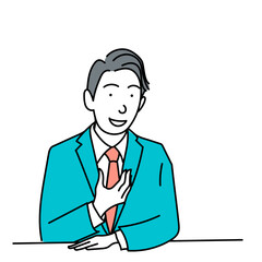 商談中に話す男性 ビジネスマン 上半身 ベクターイラスト 白背景