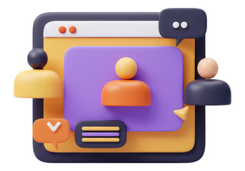 透明な背景に対する抽象的なコミュニケーションネットワークアイコンの3Dレンダリング