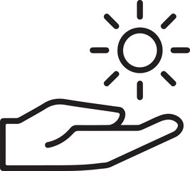 Open hand holding a stylized sun icon representing hope and warmth