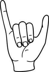 A hand displaying the rock sign, with the index and pinky fingers raised and the middle fingers folded down.