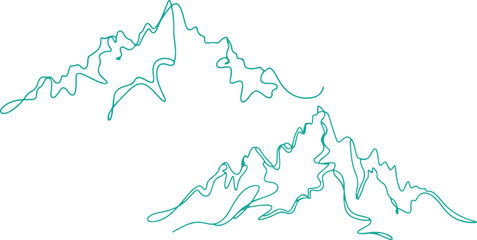 Mountain Outline Vector Illustration – Nature, Landscape, Hiking, Climbing, Outdoor, Adventure, Geography, Peaks, Wilderness, Icon