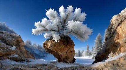 Radiant geometric bloom of ice crystal patterns emerging from the center
