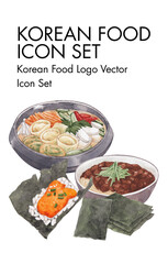 Korean food Logo vector Icon set