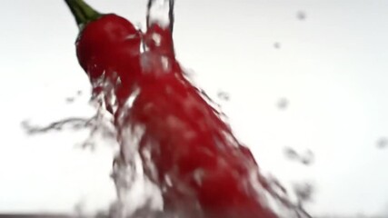 red pepper falling into water - Powered by Adobe