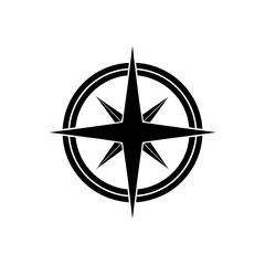 golden compass icon with bright red directional needle on transparent background