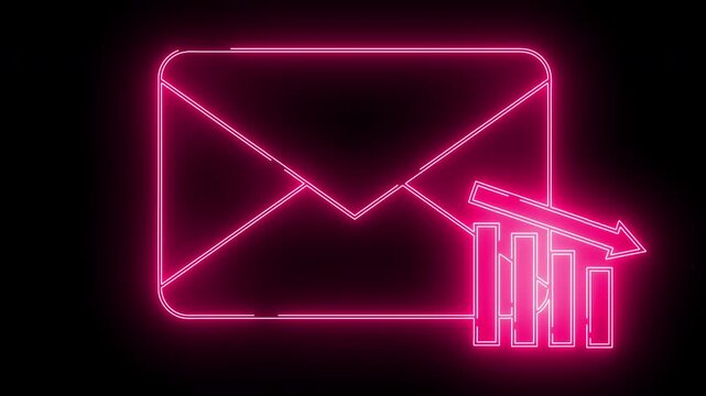 message icon and bar chart icon that goes down with neon effect - Powered by Adobe