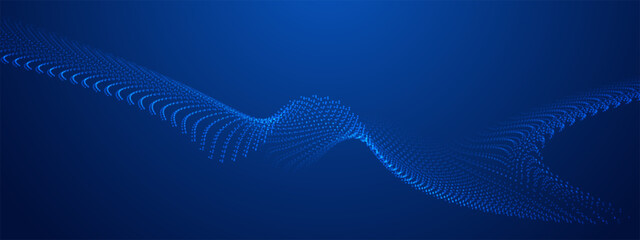 Abstract blue background with flowing lines and particle for futuristic concept. Dynamic waves. vector illustration.