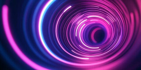 Fototapeta premium Vibrant Pink and Blue Light Circles Abstract Background with Glowing Neon Effect