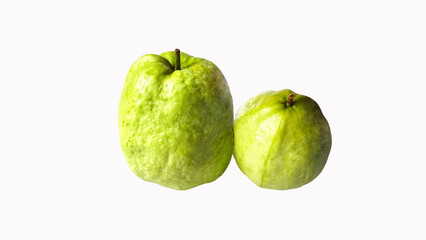 Two Guava on white background.