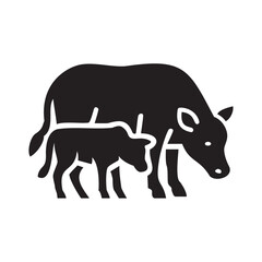 Cow and calf icon as sacred animal for Krishna Janmashtami festival celebration
