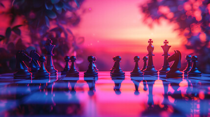 A chessboard tired of games melting into gradients 