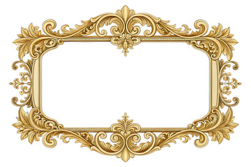 Antique gold ornate frame with vintage baroque design on white background