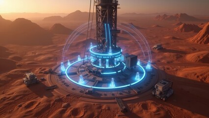 Science fiction scene of Mars base