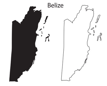 Simple Belize map silhouette vector. Clean black outline of Central American country, perfect for infographics, travel guides, and design projects