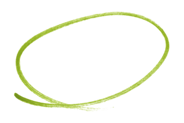 Green pencil highlight circle mark isolated on transparent background