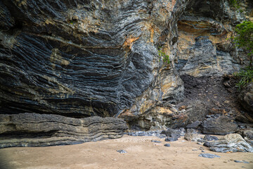 Abstract background of Pancake Rock from sedimentary process in tropical rainforest island