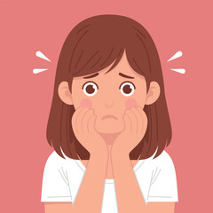 Young Girl Feared Illustration, emotion concept