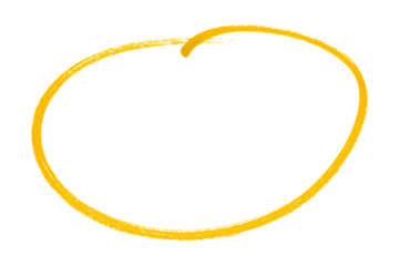 Yellow pencil highlight circle mark isolated on transparent background