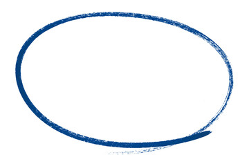 Blue pencil highlight circle mark isolated on transparent background
