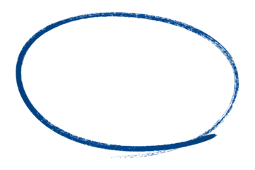 Blue pencil highlight circle mark isolated on transparent background