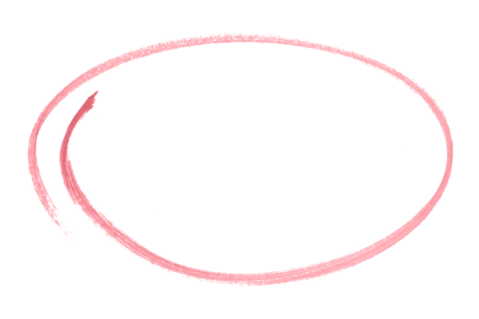 Pink pencil highlight circle mark isolated on transparent background