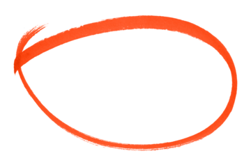 Red pencil highlight circle mark isolated on transparent background