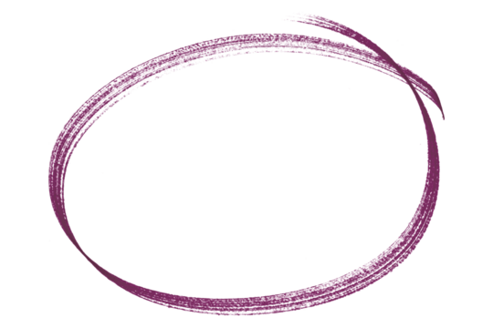 Purple pencil highlight circle mark isolated on transparent background