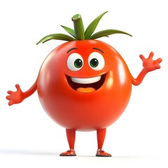 Cute red tomato character, on a white background