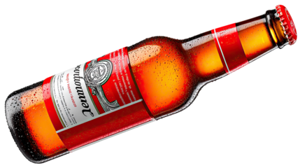  Refreshing Essence: The glistening bottle of a flavorful brew. Captured with artistic flair, it is a perfect visual for beer and refreshment enthusiasts.